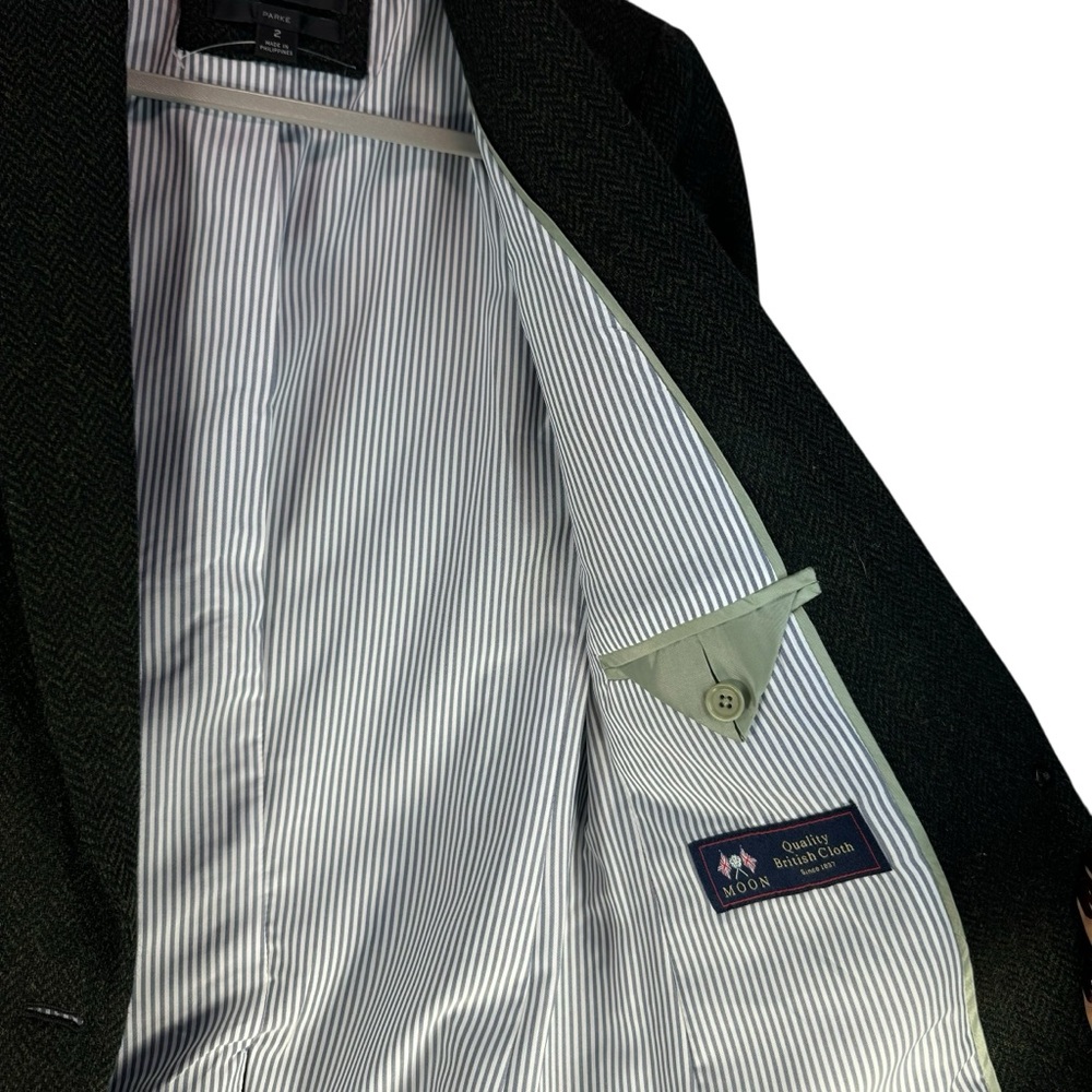 J. Crew Parke Wool Blazer Size 2 Green Herringbone Tweed Classic Preppy Heritage - Picture 10 of 11